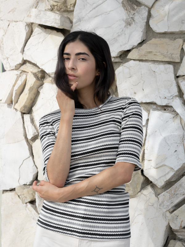 Calder Blake Diane Striped Variegated Rib Tee Calder Blake Diane Striped Variegated Rib Tee