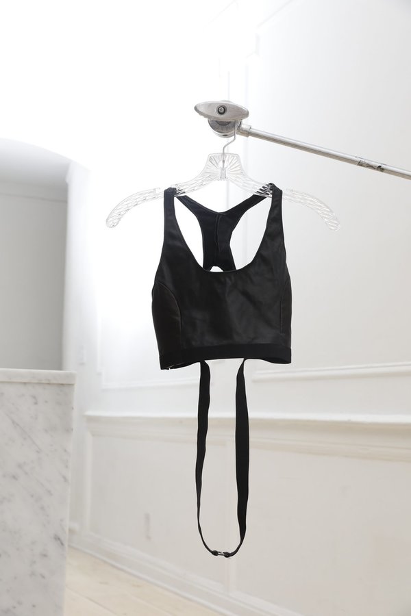 Collina Strada Virgin Islands Bralette Black Leather Collina Strada Virgin Islands Bralette Black Leather