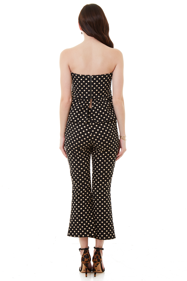 Nicole Miller Nina Cropped Flare Pant Black and Gold Polka Dot Nicole Miller Nina Cropped Flare Pant Black and Gold Polka Dot