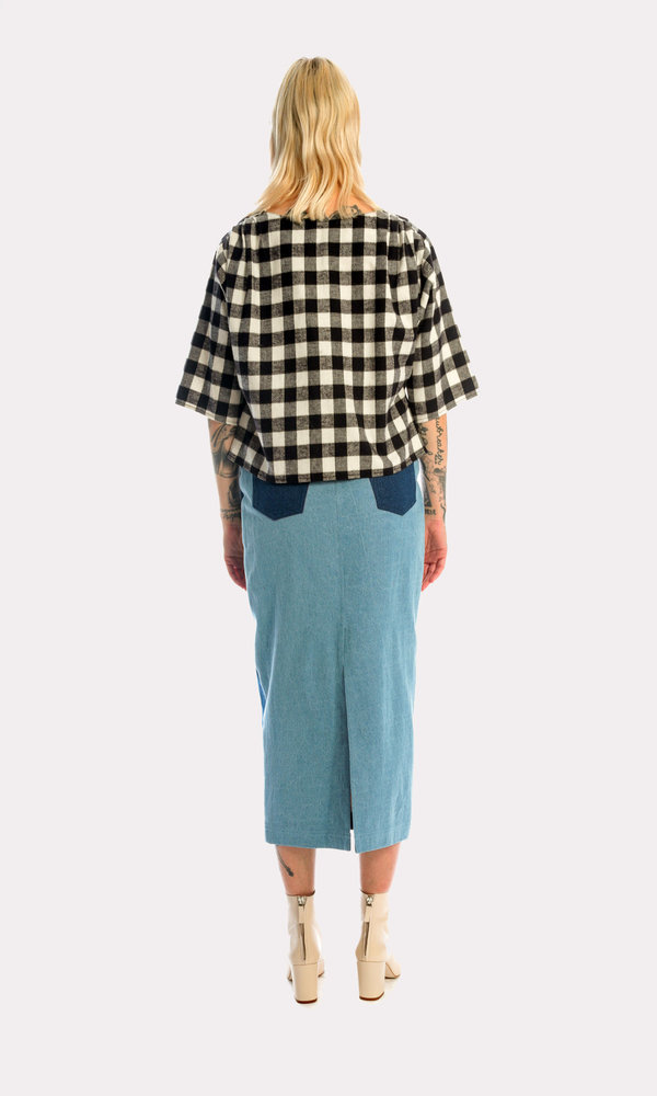 KURT LYLE Trinity Reversible Blouse in Black/White Check KURT LYLE Trinity Reversible Blouse in Black/White Check