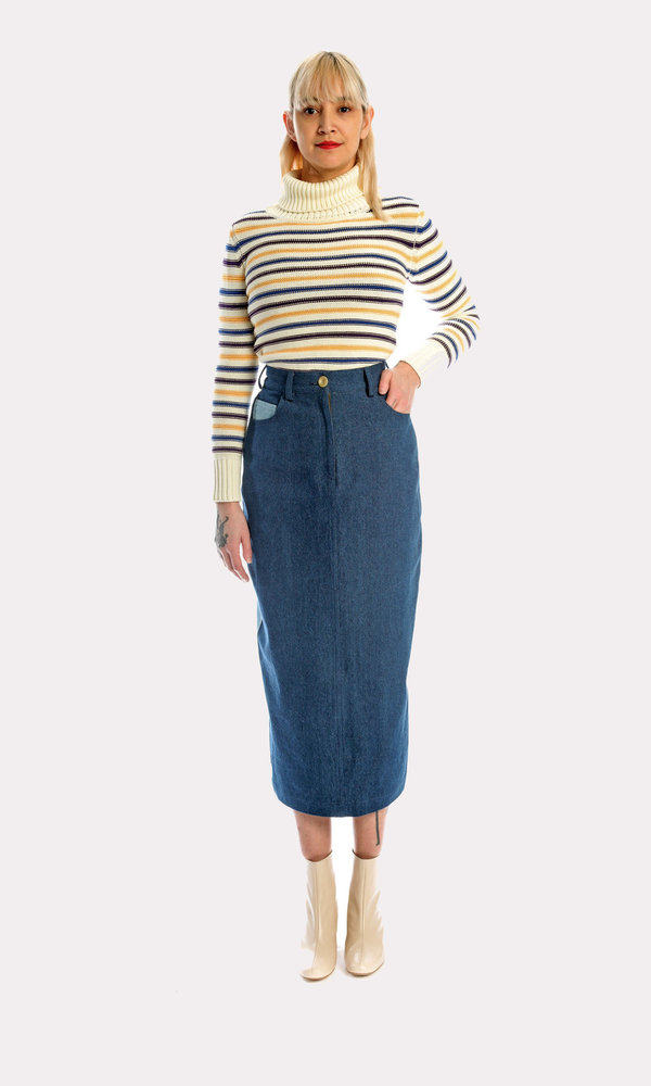 Kurt Lyle Casey Denim Skirt in Competing Denim Kurt Lyle Casey Denim Skirt in Competing Denim