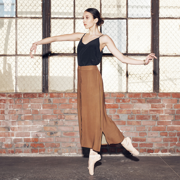 Ali Golden BUTTON-DOWN SKIRT - RUST STRIPE Ali Golden BUTTON-DOWN SKIRT - RUST STRIPE