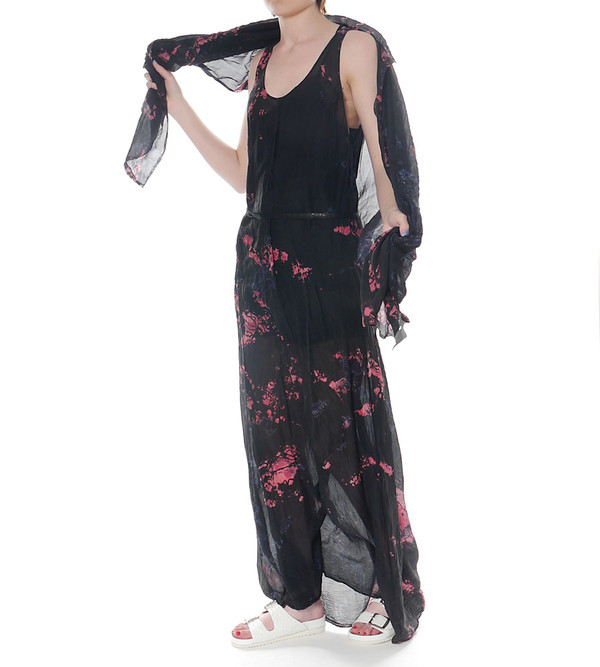 Raquel Allegra Maxi Silk Tie Dye Tank Dress with Belt Raquel Allegra Maxi Silk Tie Dye Tank Dress with Belt