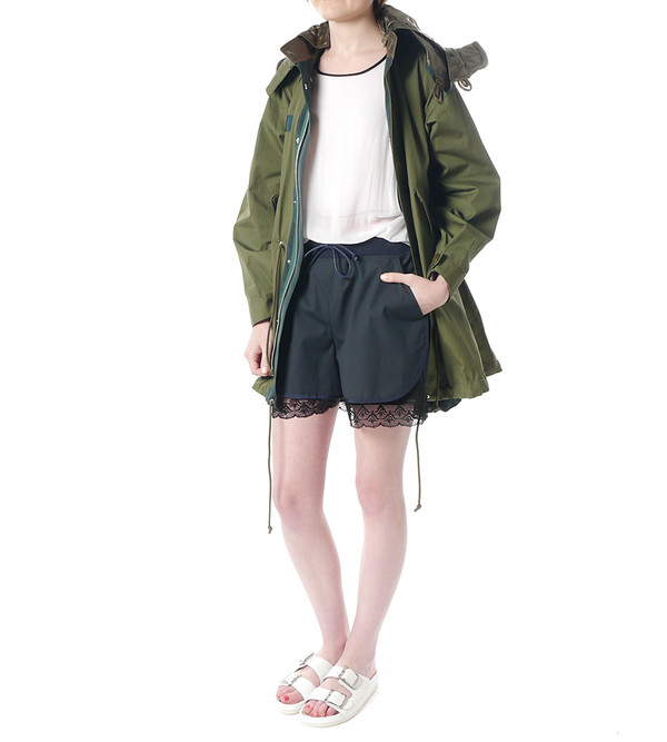 Sacai Luck Navy Jogging Shorts with Lace Under Layer Sacai Luck Navy Jogging Shorts with Lace Under Layer