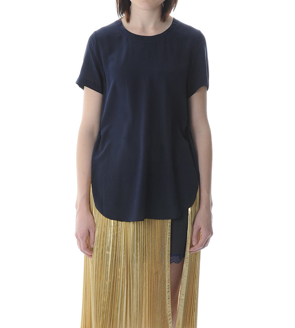 3.1 Phillip Lim Navy T-Shirt with Overlapped Side Seams 3.1 Phillip Lim Navy T-Shirt with Overlapped Side Seams