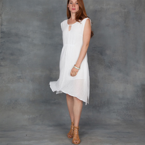 Skin Aila Sleeveless Dress in White Cotton Gauze Skin Aila Sleeveless Dress in White Cotton Gauze