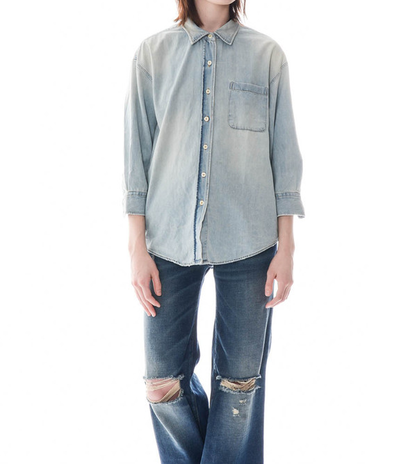 R13 Oversized Shirt with Cropped Sleeves R13 Oversized Shirt with Cropped Sleeves