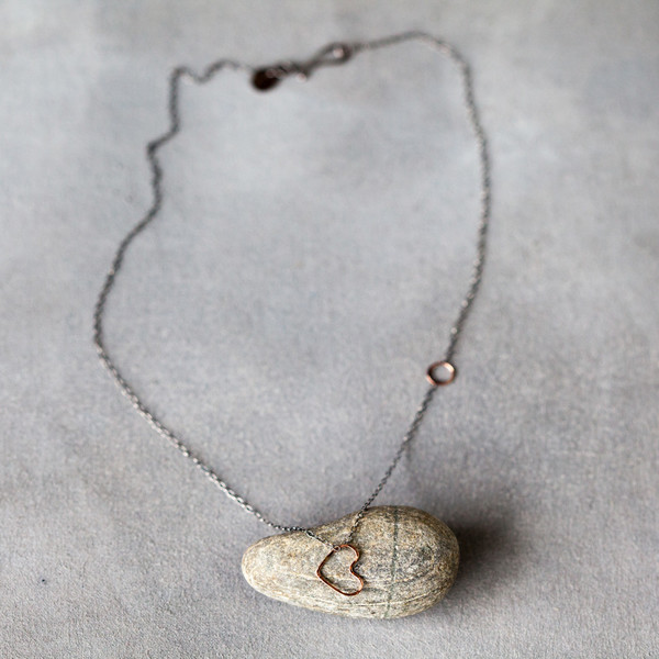 Melissa Joy Manning Heart Pendant Mixed Silver Gold Heart Necklace Melissa Joy Manning Heart Pendant Mixed Silver Gold Heart Necklace