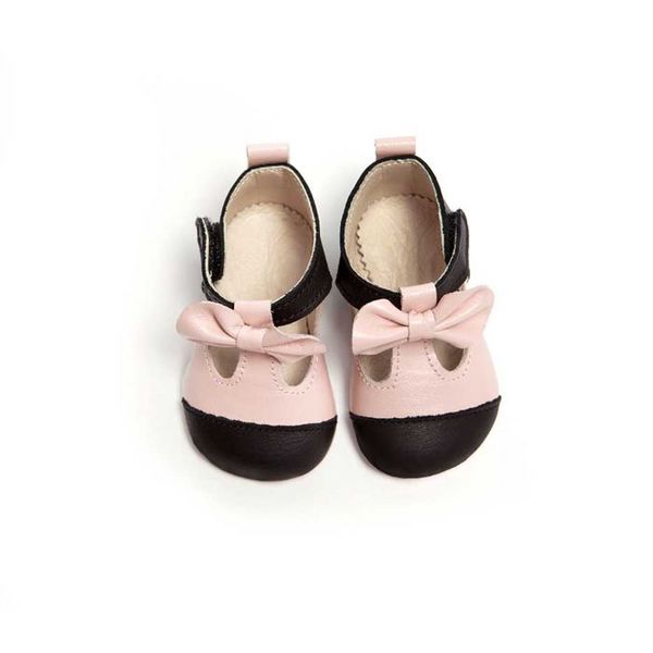 Little Lulu's Pink and Black Matilda T-Bars with Bows Little Lulu's Pink and Black Matilda T-Bars with Bows
