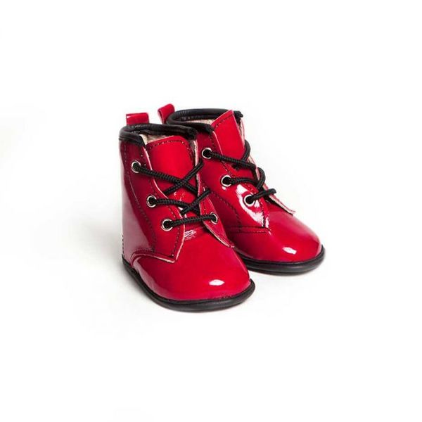 Little Lulu's Red Ruby Patent Tall Boots with Black Trim Little Lulu's Red Ruby Patent Tall Boots with Black Trim