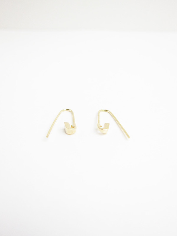 Lauren Klassen Tiny Safety Pin Hook Earrings, 14k gold Lauren Klassen Tiny Safety Pin Hook Earrings, 14k gold