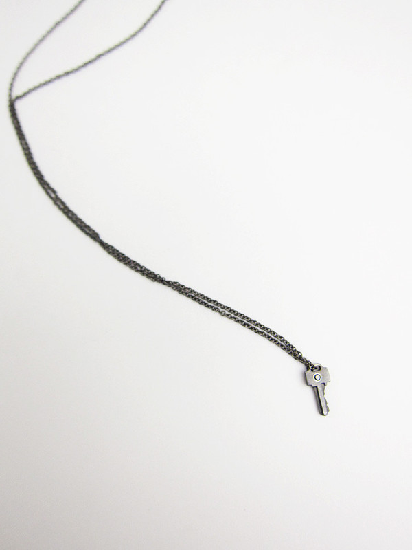 Lauren Klassen Tiny Key Necklace with Diamond Lauren Klassen Tiny Key Necklace with Diamond
