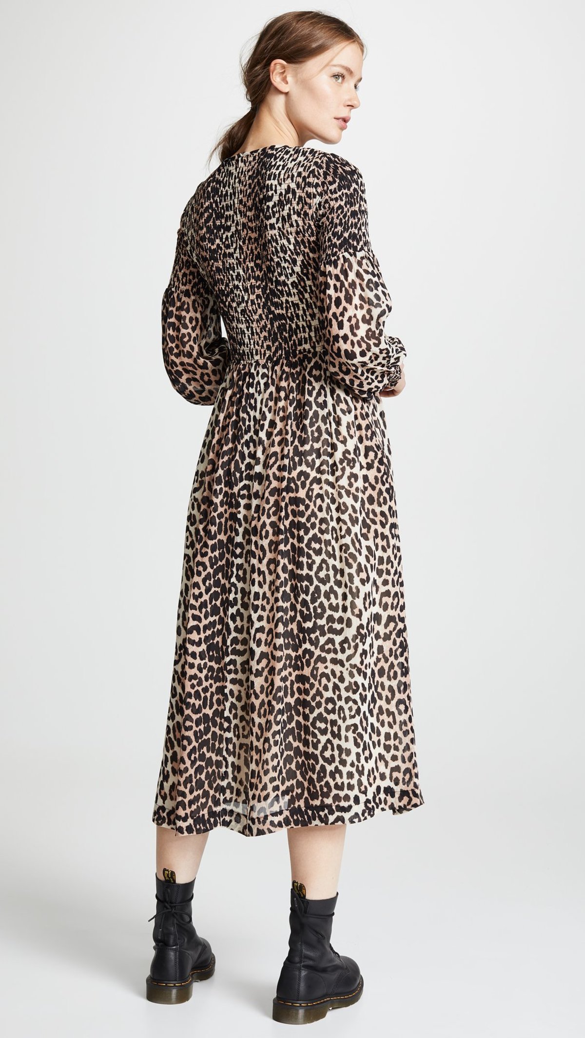Ganni Printed Georgette Smock Dress 