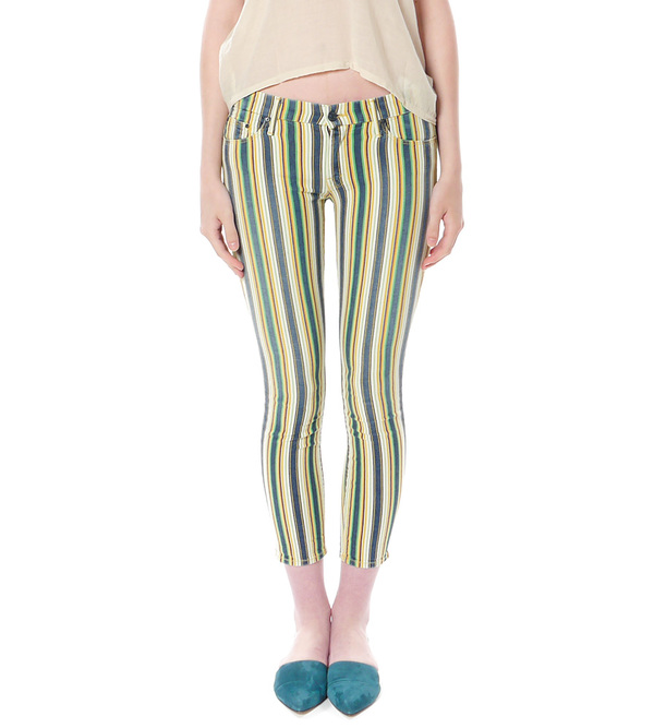 Mother Denim The Looker Crop in Green Stripe Mother Denim The Looker Crop in Green Stripe