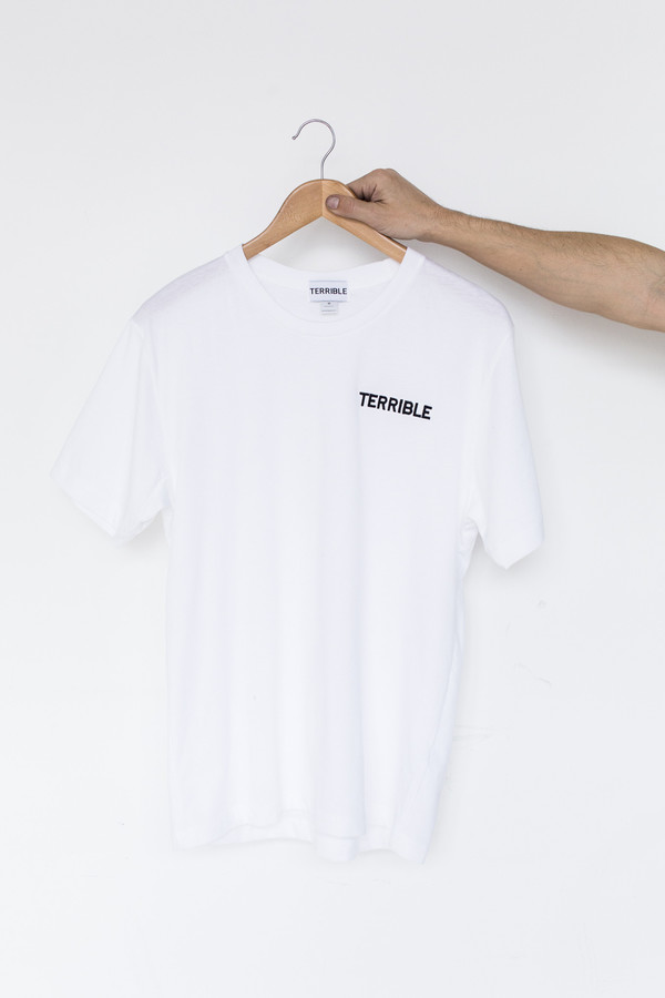 Unisex Terrible Records Cotton Embroidered T-shirt - White Unisex Terrible Records Cotton Embroidered T-shirt - White