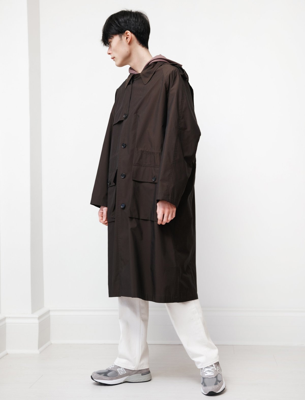 AURALEE FINX CHAMBRAY TRENCH COAT BK 3 Washed Finx Chambray