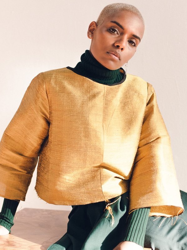 Alexa Stark gold silk top Alexa Stark gold silk top