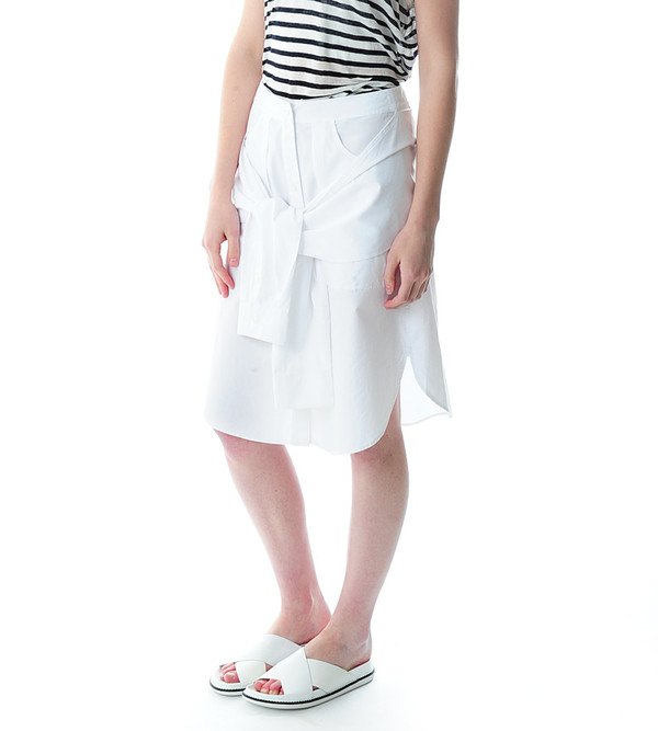 T By Alexander Wang White Cotton Poplin Sleeve Tied Skirt T By Alexander Wang White Cotton Poplin Sleeve Tied Skirt