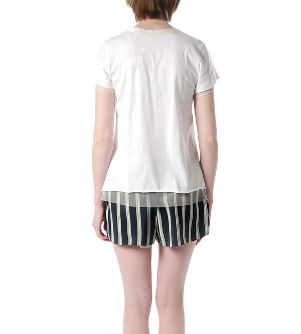 Sacai Luck White T-Shirt with Mesh Underlay Sacai Luck White T-Shirt with Mesh Underlay