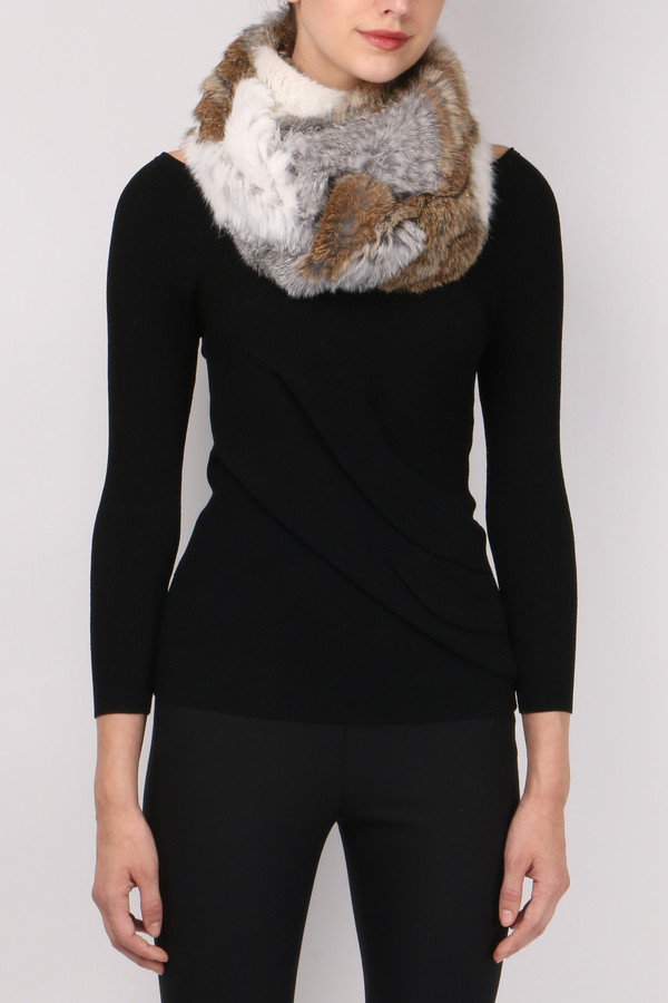 Jocelyn Fur Chevron Long Hair Rabbit Scarf Jocelyn Fur Chevron Long Hair Rabbit Scarf