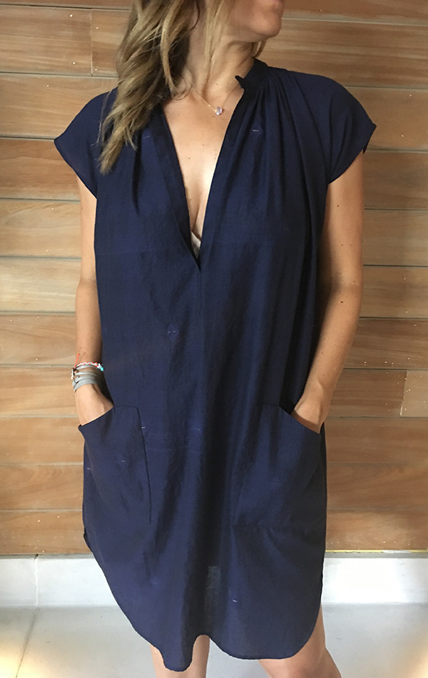 Two New York Blue/Black Khadi tunic with metallic weave Two New York Blue/Black Khadi tunic with metallic weave