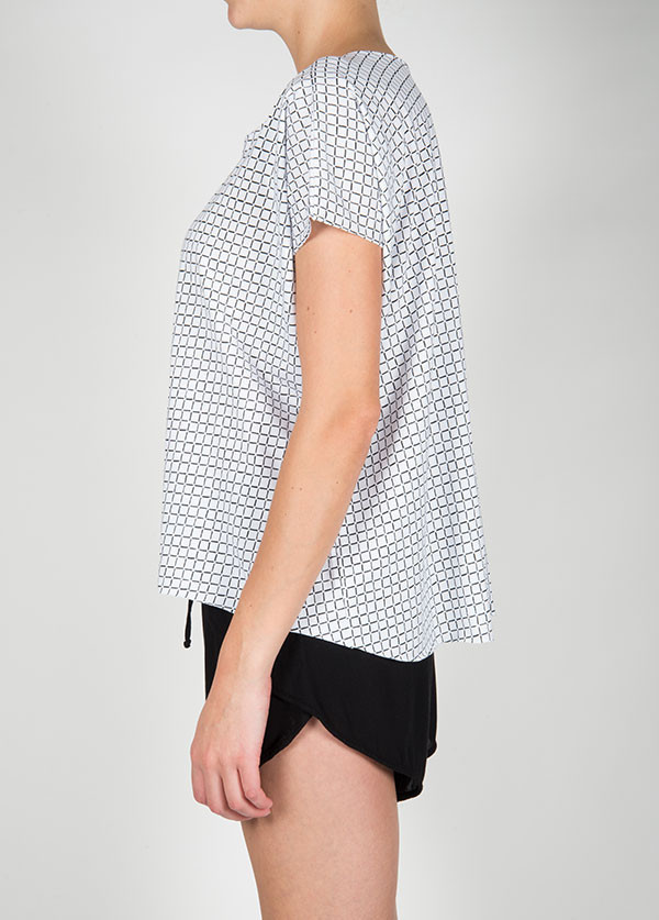 Ilana Kohn - Jersey Tee in White Grid Ilana Kohn - Jersey Tee in White Grid