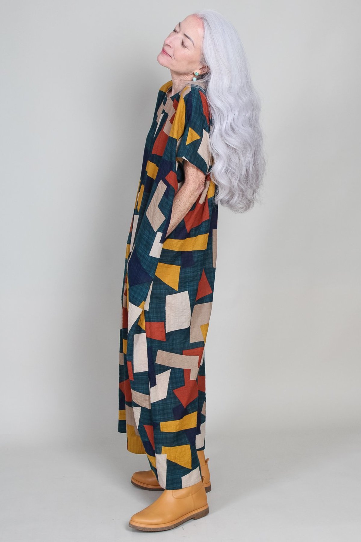 GREI. Box Jumpsuit Teal/Multi Garmentory