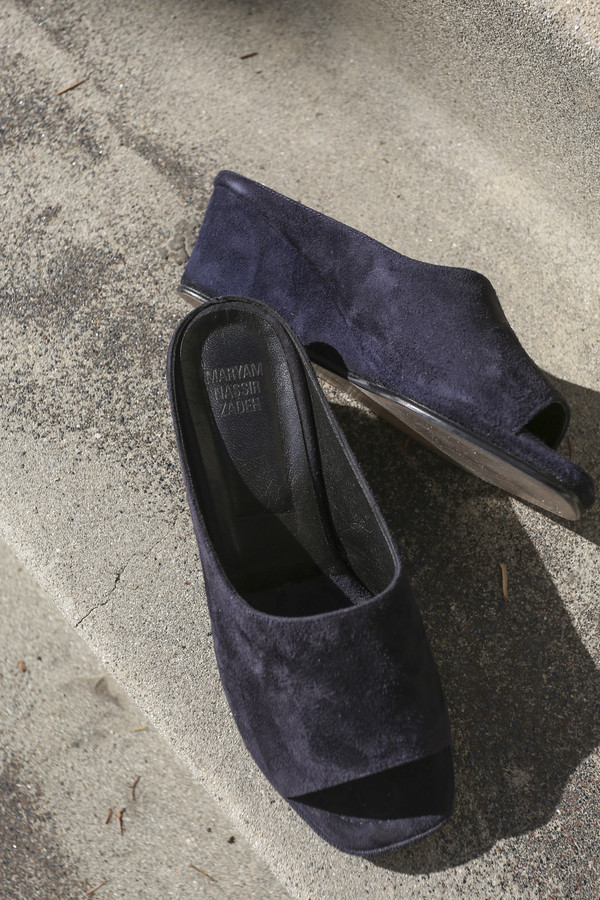 Maryam Nassir Zadeh Yves Wedge in Navy Suede Maryam Nassir Zadeh Yves Wedge in Navy Suede