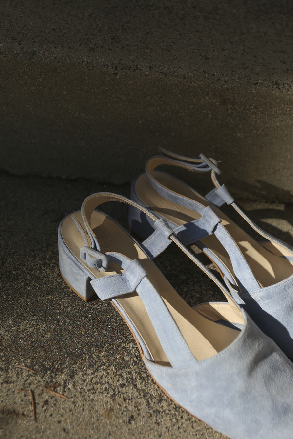 Maryam Nassir Zadeh Susan Slingback in Sky Blue Suede Maryam Nassir Zadeh Susan Slingback in Sky Blue Suede