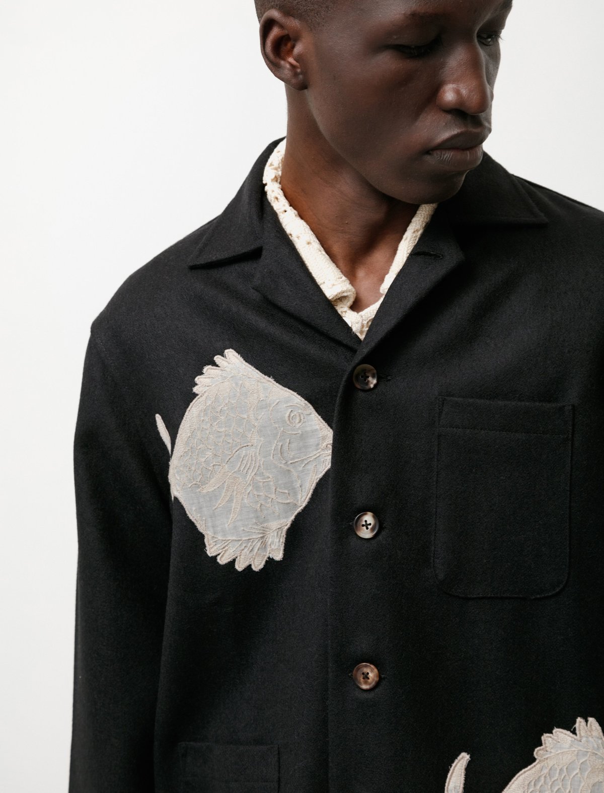 BODE Louie Shirt Jacket - Fish Black 