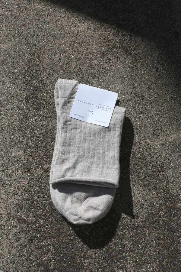Hansel From Basel Superfine Cashmere Roll Top Short Crew Sock in Heather Grey Hansel From Basel Superfine Cashmere Roll Top Short Crew Sock in Heather Grey
