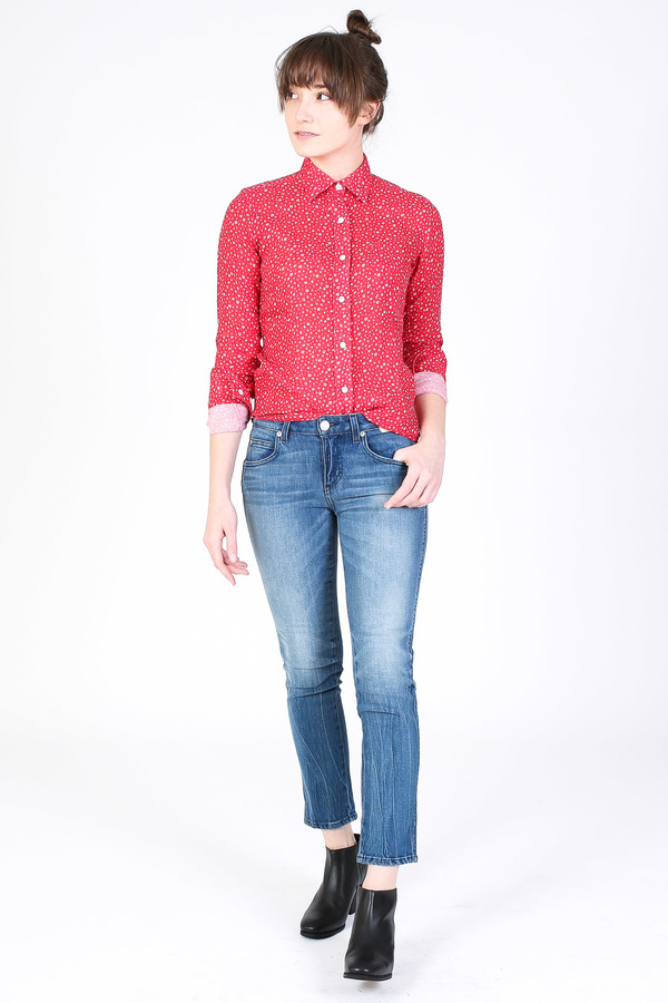 Vert & Vogue Button down shirt in red floral Vert & Vogue Button down shirt in red floral
