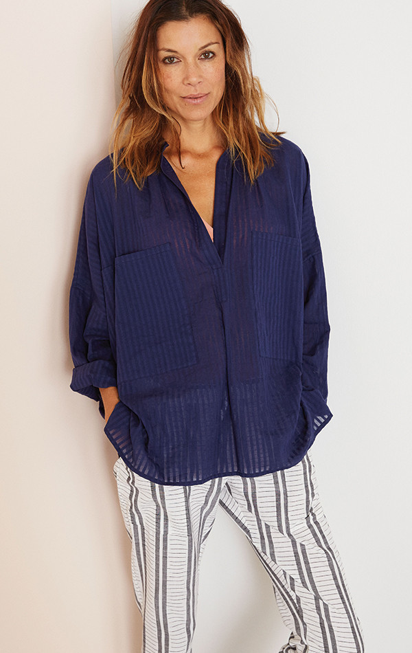 Two New York Khadi stripe Two Pocket Shirt Two New York Khadi stripe Two Pocket Shirt