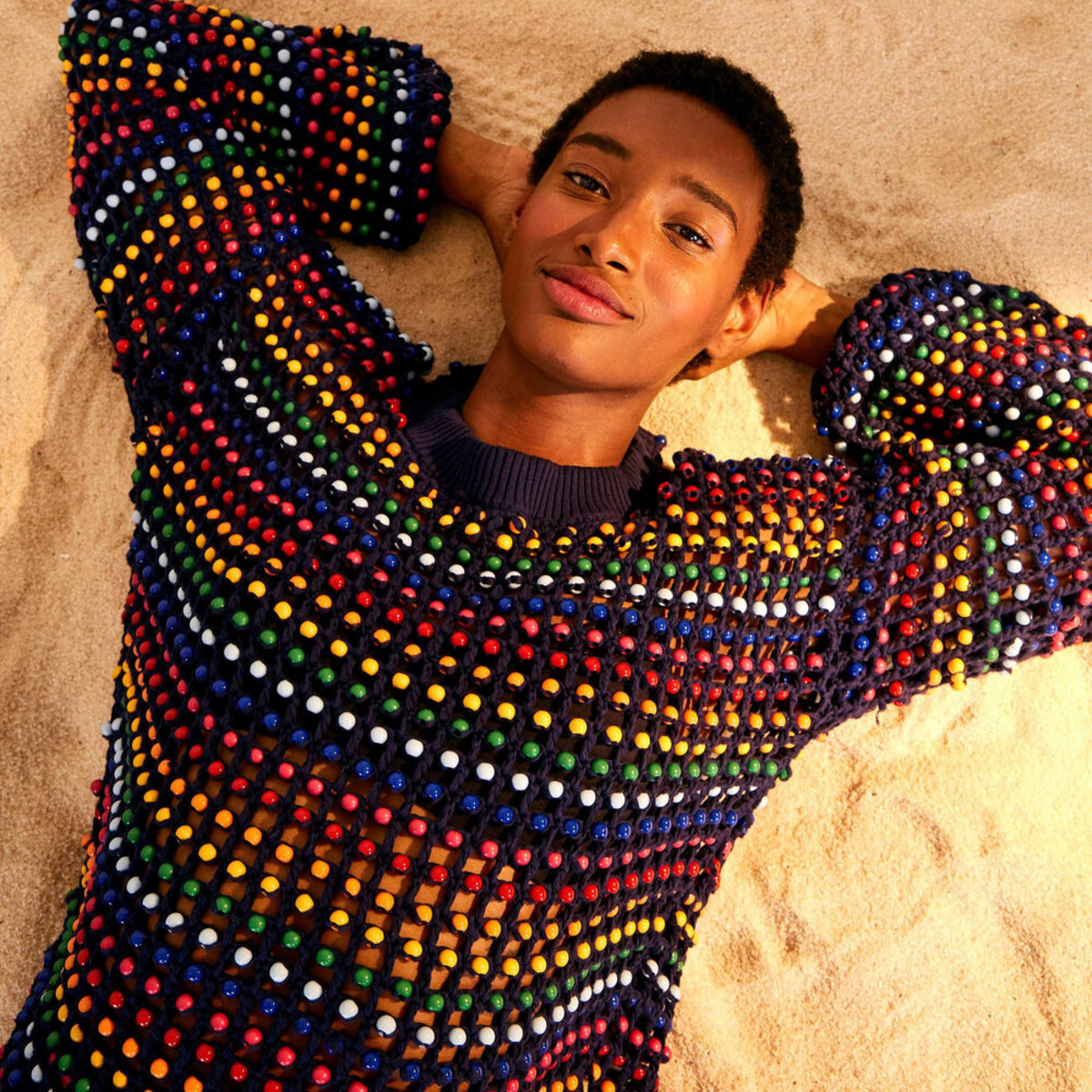 Farm Rio Beaded Crochet Sweater - multi 