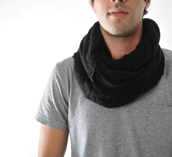 Blue Grey Cashmere Tube Scarf by Botto Giuseppe Blue Grey Cashmere Tube Scarf by Botto Giuseppe