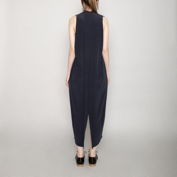 7115 by Szeki Signature Origami Silk Dress-Navy 7115 by Szeki Signature Origami Silk Dress-Navy