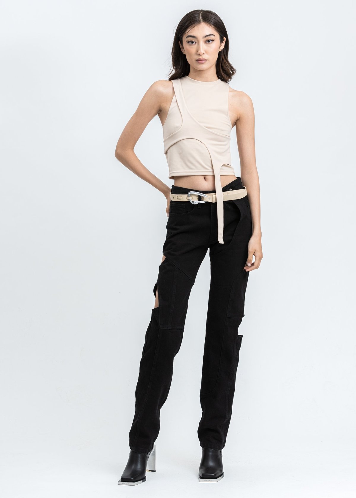 high neck tight tank top