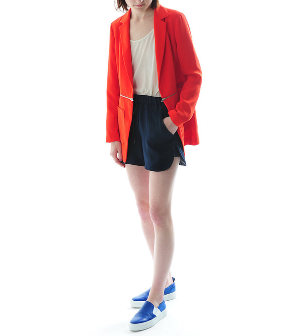 T By Alexander Wang - Poly Drape Suiting Zip Waist Blazer T By Alexander Wang - Poly Drape Suiting Zip Waist Blazer