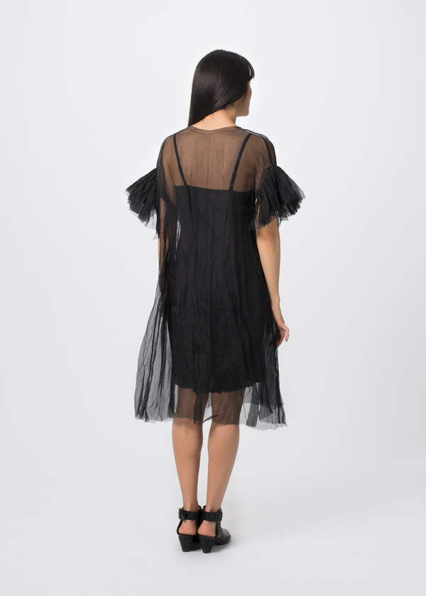 Louiza Babouryan Ruffle Sleeve Dress with Slip Louiza Babouryan Ruffle Sleeve Dress with Slip