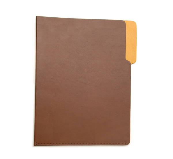 Unisex Hayden Leather Brown and Yellow Leather File Folder Unisex Hayden Leather Brown and Yellow Leather File Folder