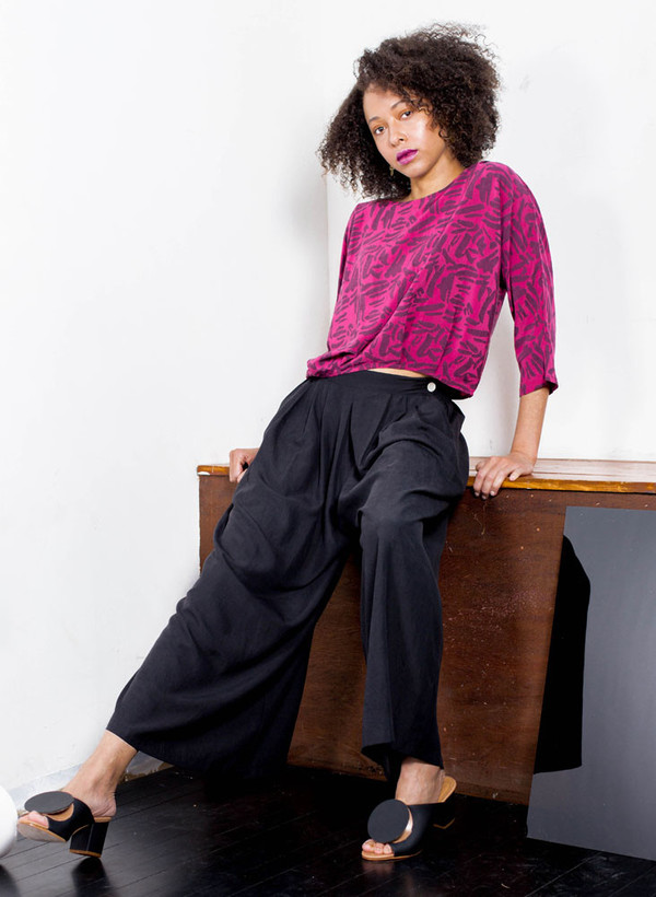 Seek Collective Martyna Top Magenta Brush Stroke Print Seek Collective Martyna Top Magenta Brush Stroke Print