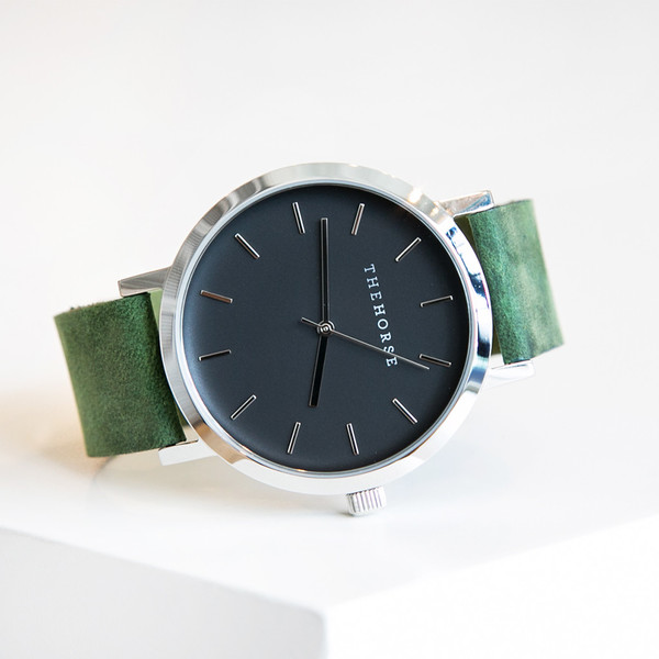 The Horse Original A13 Polished Steel Green Leather The Horse Original A13 Polished Steel Green Leather