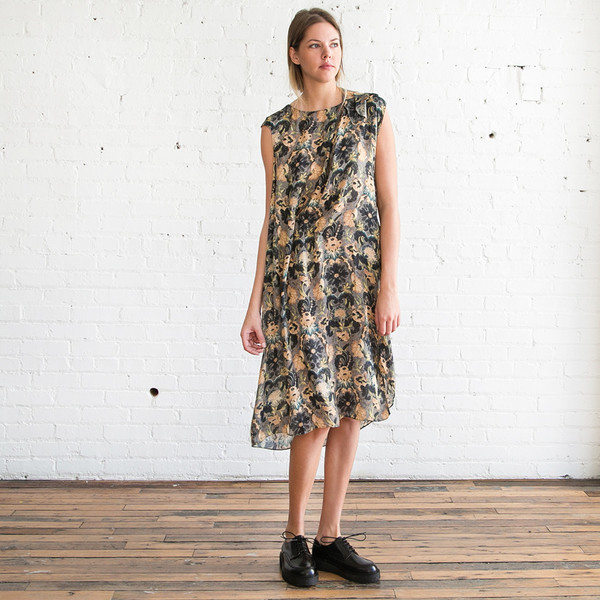Gary Graham Shoulder Drape Dress Embroidery Gary Graham Shoulder Drape Dress Embroidery
