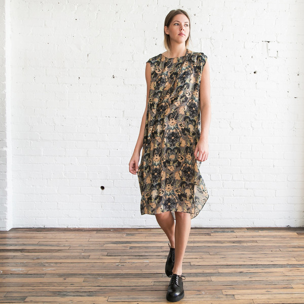 Gary Graham Shoulder Drape Dress Embroidery Gary Graham Shoulder Drape Dress Embroidery