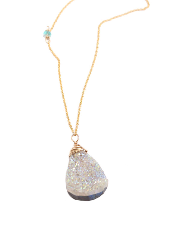 Sarah Dunn Druzy Necklace on 14k Gold Chain Sarah Dunn Druzy Necklace on 14k Gold Chain