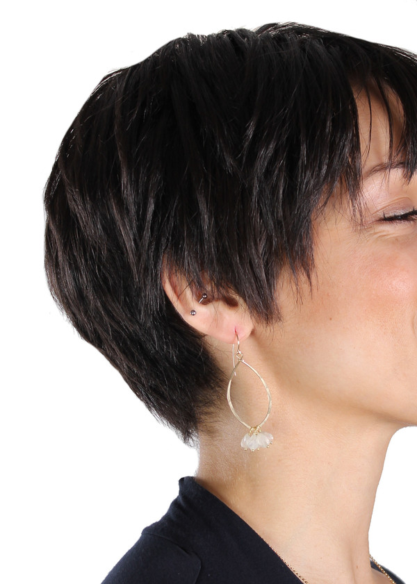 Moonstone Dangle Hoops Moonstone Dangle Hoops