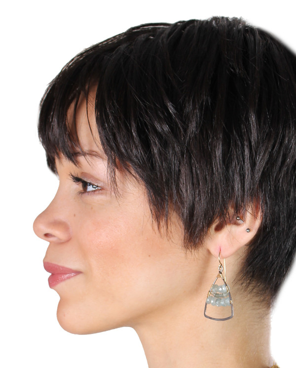 James and Jezebelle Moss Aquamarine Triangle Hoops James and Jezebelle Moss Aquamarine Triangle Hoops