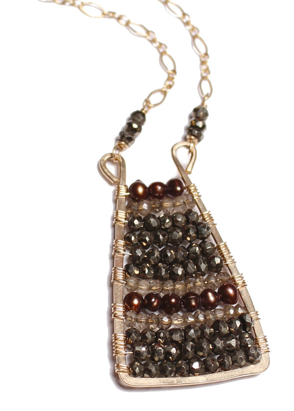 Pyrite, Topaz, & Pearl Necklace Pyrite, Topaz, & Pearl Necklace