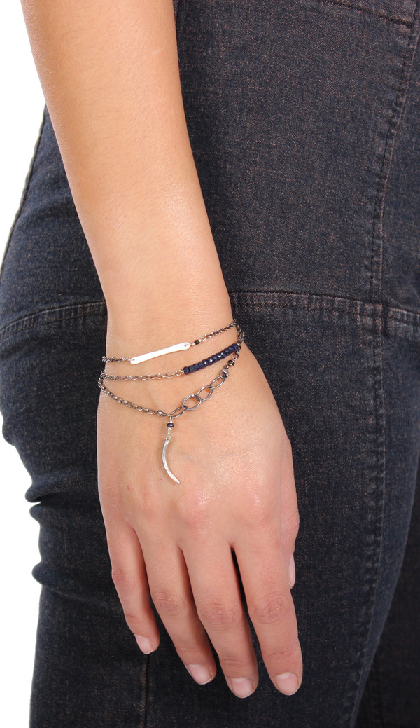 Sarah Dunn Tusk & Sapphire Silver Chain Bracelet Sarah Dunn Tusk & Sapphire Silver Chain Bracelet