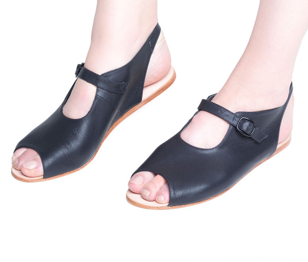 The Palatines Shoes Ratio Sandal - Black Leather The Palatines Shoes Ratio Sandal - Black Leather